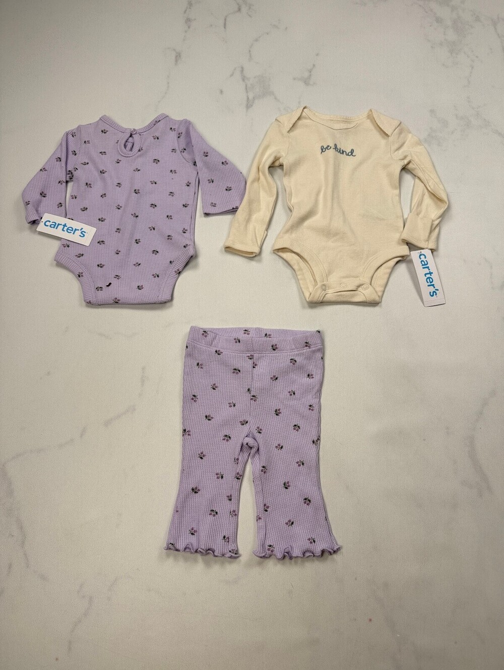 Carter's Printed Bodysuit Lilac 90s VTG Closet Staple Lot of 3 - Girls 3m
